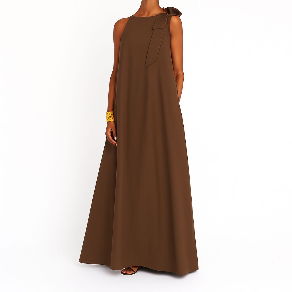 AMAYA | ABITO LUNGO FIOCCO SULLA SPALLA – ELEGANZA SEMPLICE