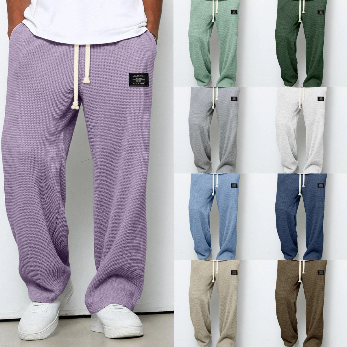 SAMY - PANTALONI A GAMBA LARGA CON ELASTICO IN VITA REGOLABILE