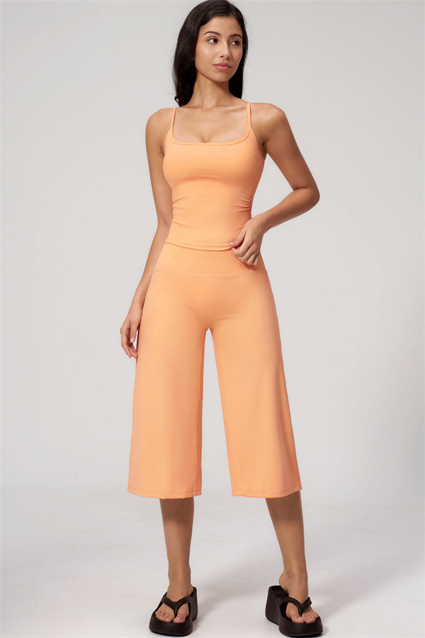 NARISSA - COMPLETO 2 PEZZI CON TOP A CANOTTA E PANTALONI CROP A GAMBA LARGA