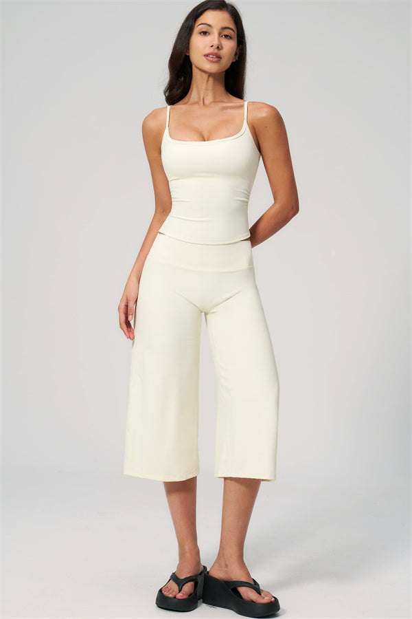 NARISSA - COMPLETO 2 PEZZI CON TOP A CANOTTA E PANTALONI CROP A GAMBA LARGA