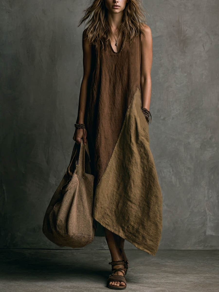 THALIA – ABITO LUNGO ASIMMETRICO IN PATCHWORK