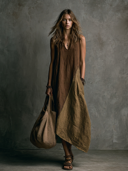 THALIA – ABITO LUNGO ASIMMETRICO IN PATCHWORK
