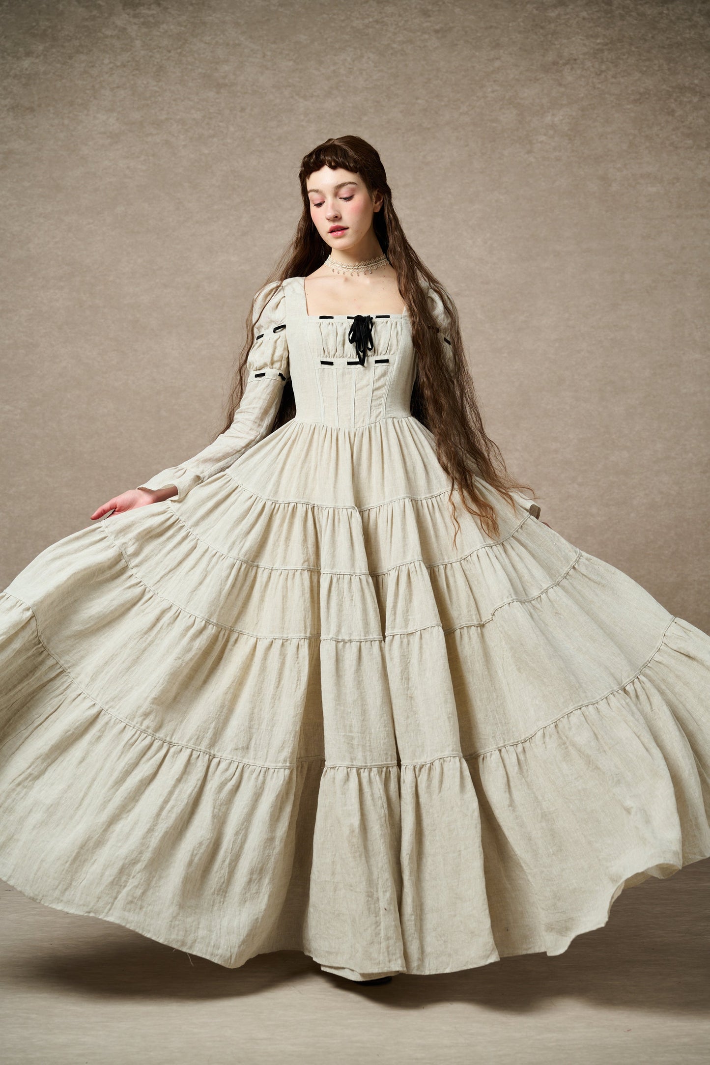 ALIYAH | ABITO MAXI IMPERIALE IN LINO