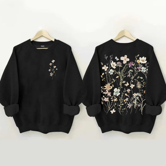 DAVINA - FELPA VINTAGE CON FIORI PRESSATI