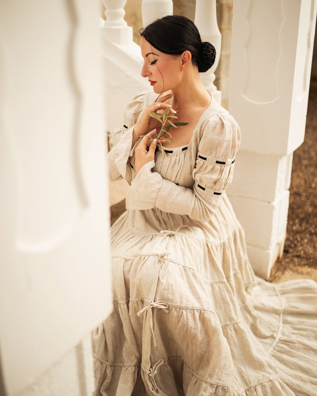 ALIYAH | ABITO MAXI IMPERIALE IN LINO