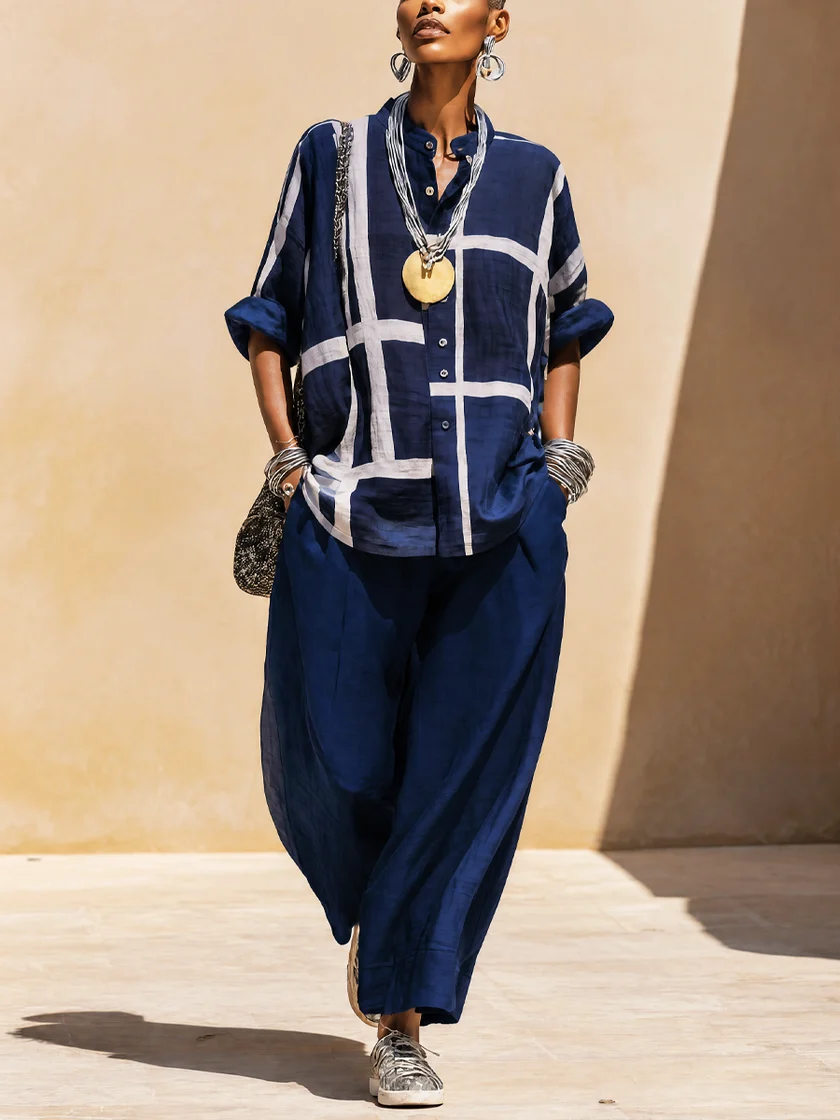 ISOLDE | COMPLETO CASUAL CON CAMICIA AMPIA E PANTALONI RELAXED