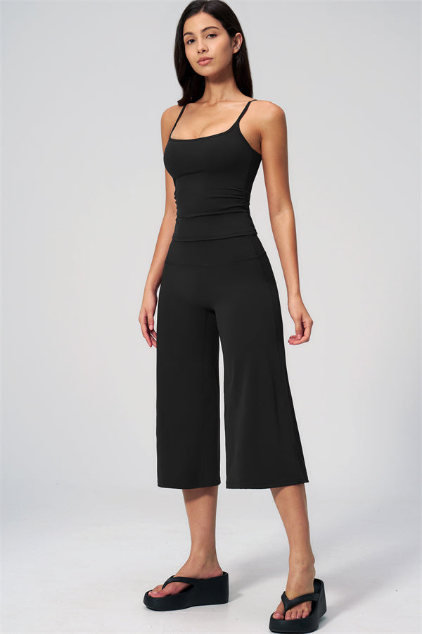 NARISSA - COMPLETO 2 PEZZI CON TOP A CANOTTA E PANTALONI CROP A GAMBA LARGA