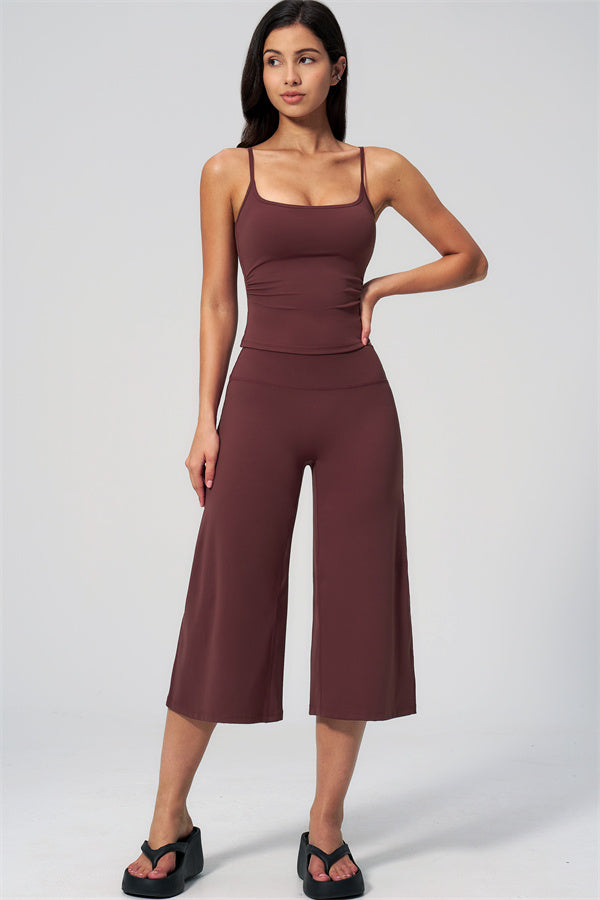 NARISSA - COMPLETO 2 PEZZI CON TOP A CANOTTA E PANTALONI CROP A GAMBA LARGA