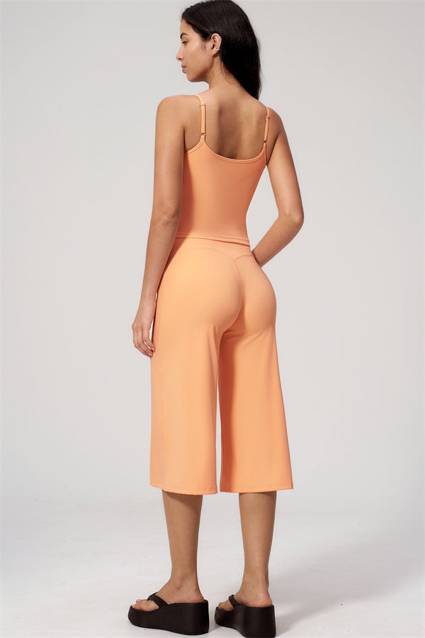 NARISSA - COMPLETO 2 PEZZI CON TOP A CANOTTA E PANTALONI CROP A GAMBA LARGA