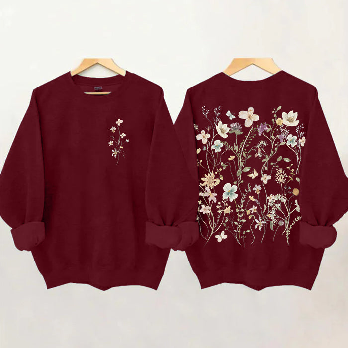DAVINA - FELPA VINTAGE CON FIORI PRESSATI