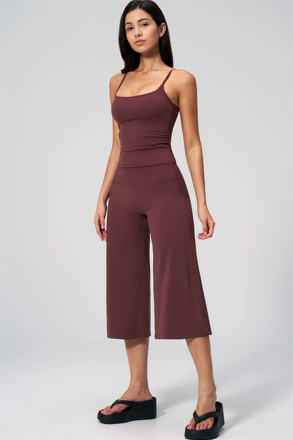 NARISSA - COMPLETO 2 PEZZI CON TOP A CANOTTA E PANTALONI CROP A GAMBA LARGA