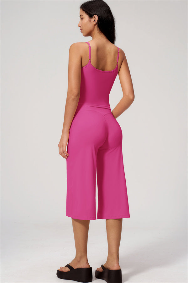 NARISSA - COMPLETO 2 PEZZI CON TOP A CANOTTA E PANTALONI CROP A GAMBA LARGA