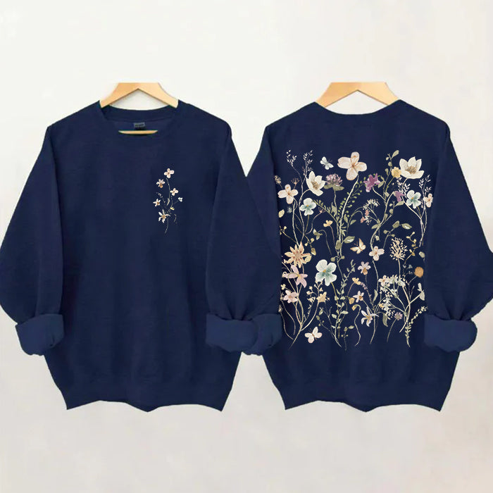 DAVINA - FELPA VINTAGE CON FIORI PRESSATI