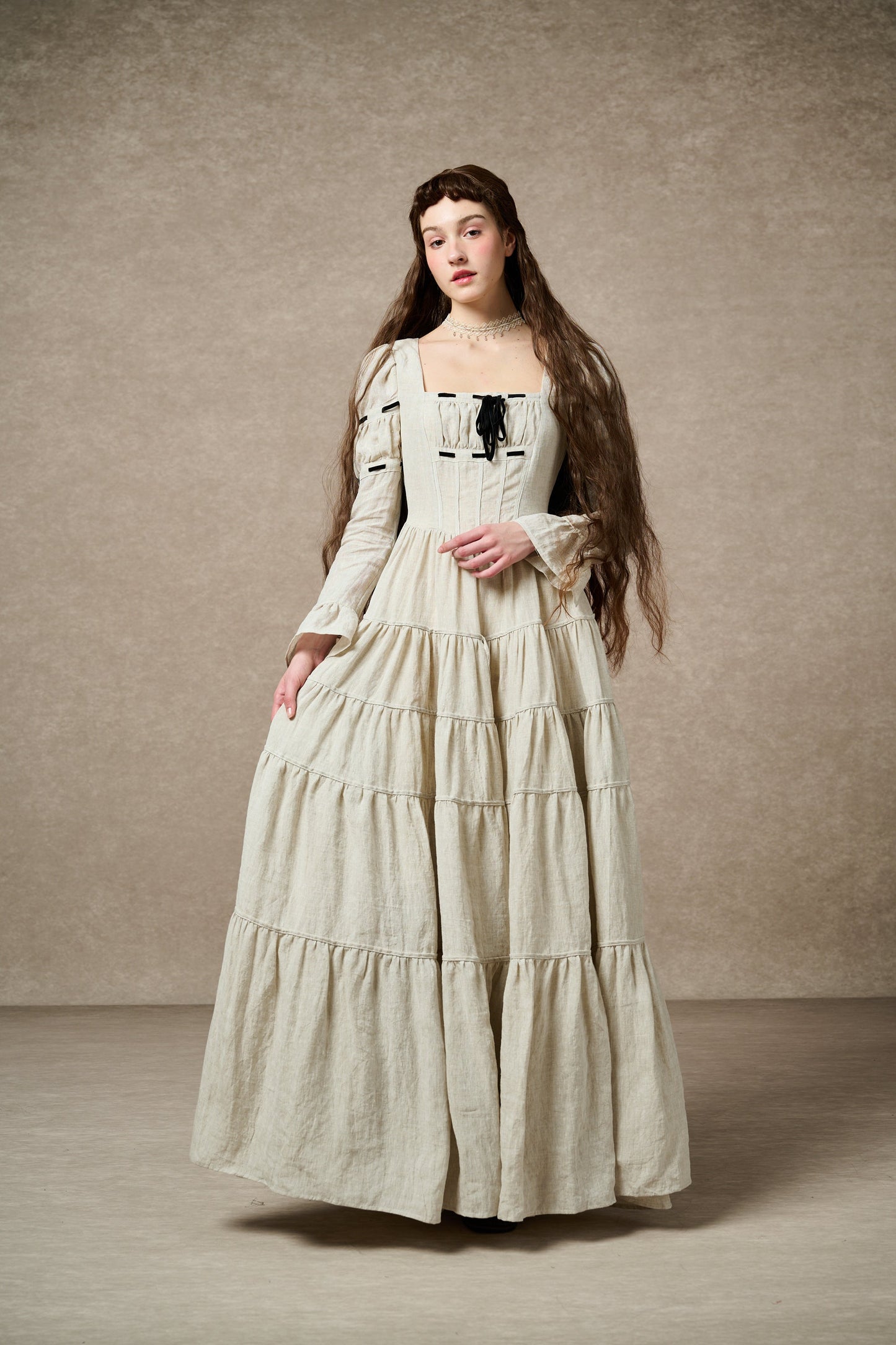 ALIYAH | ABITO MAXI IMPERIALE IN LINO