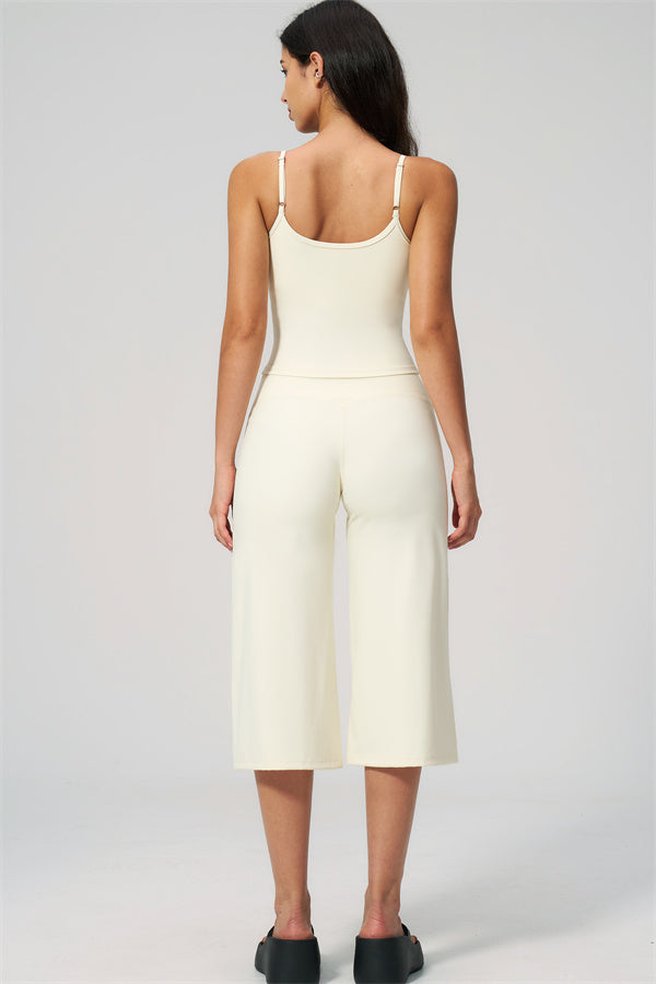 NARISSA - COMPLETO 2 PEZZI CON TOP A CANOTTA E PANTALONI CROP A GAMBA LARGA