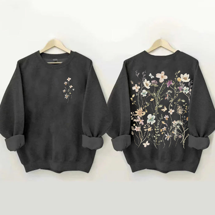 DAVINA - FELPA VINTAGE CON FIORI PRESSATI