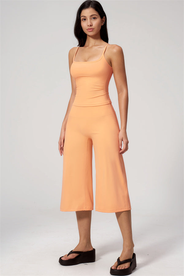 NARISSA - COMPLETO 2 PEZZI CON TOP A CANOTTA E PANTALONI CROP A GAMBA LARGA