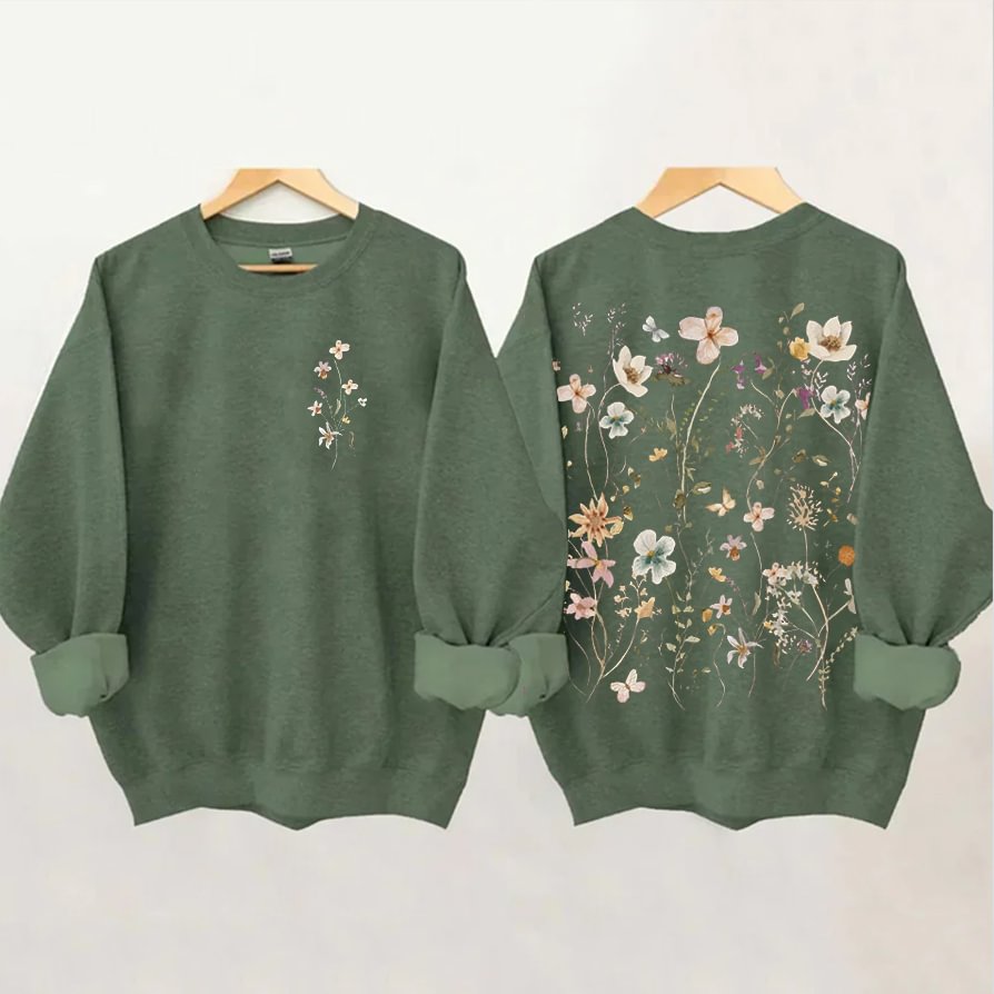 DAVINA - FELPA VINTAGE CON FIORI PRESSATI