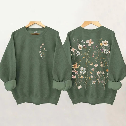 DAVINA - FELPA VINTAGE CON FIORI PRESSATI