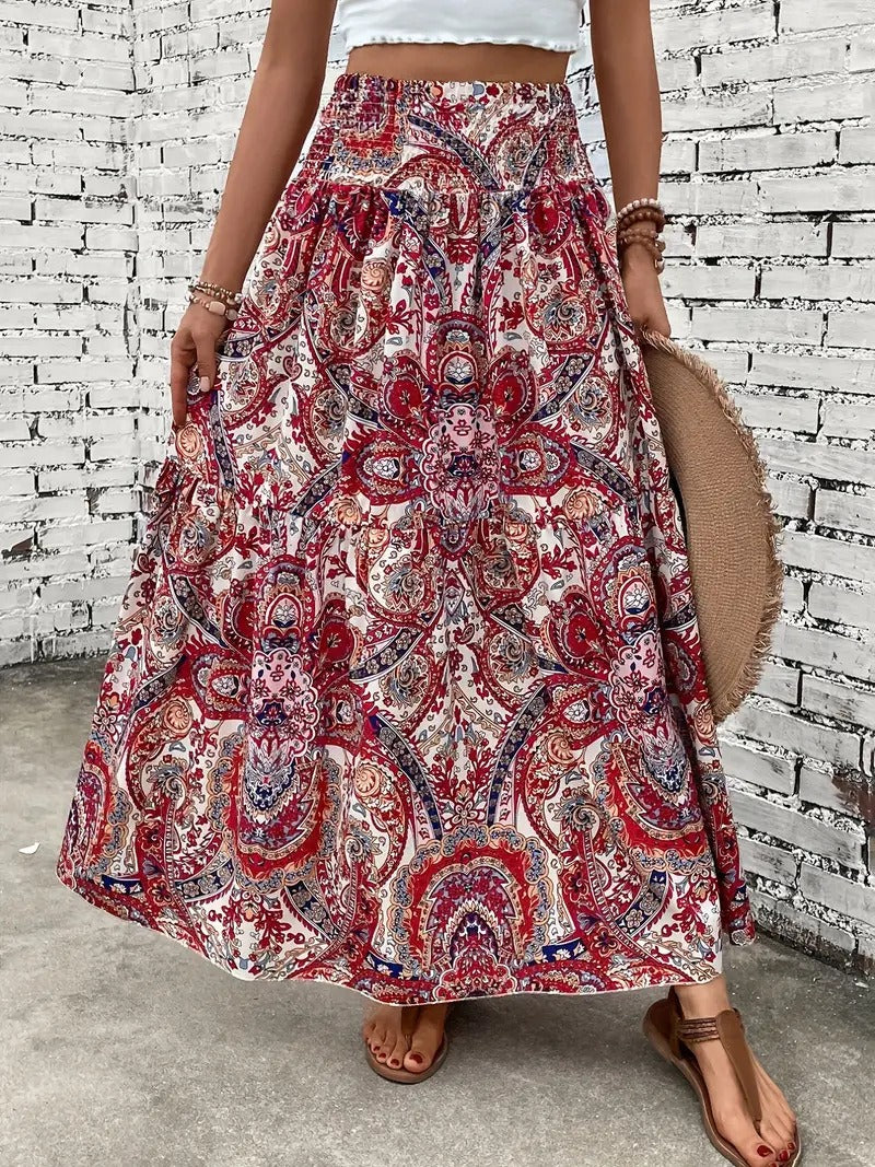 HIGH-WAISTED FLORAL SKIRT