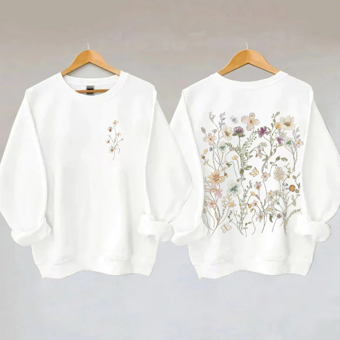 DAVINA - FELPA VINTAGE CON FIORI PRESSATI