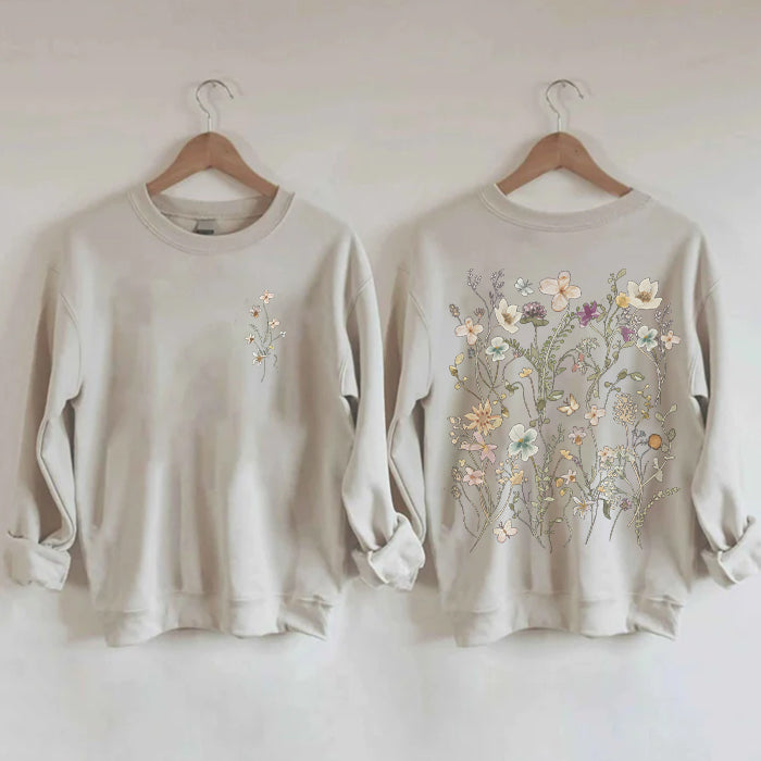 DAVINA - FELPA VINTAGE CON FIORI PRESSATI