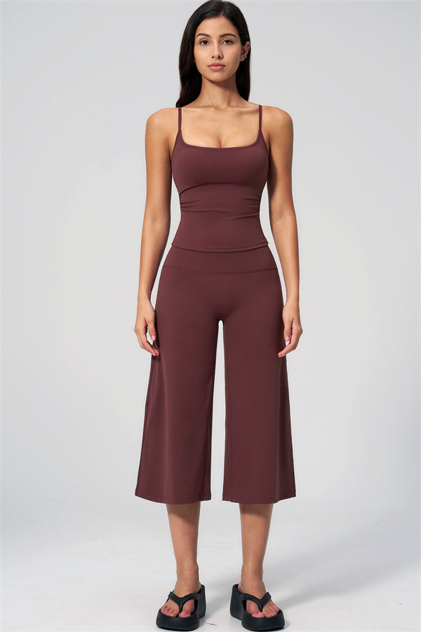 NARISSA - COMPLETO 2 PEZZI CON TOP A CANOTTA E PANTALONI CROP A GAMBA LARGA