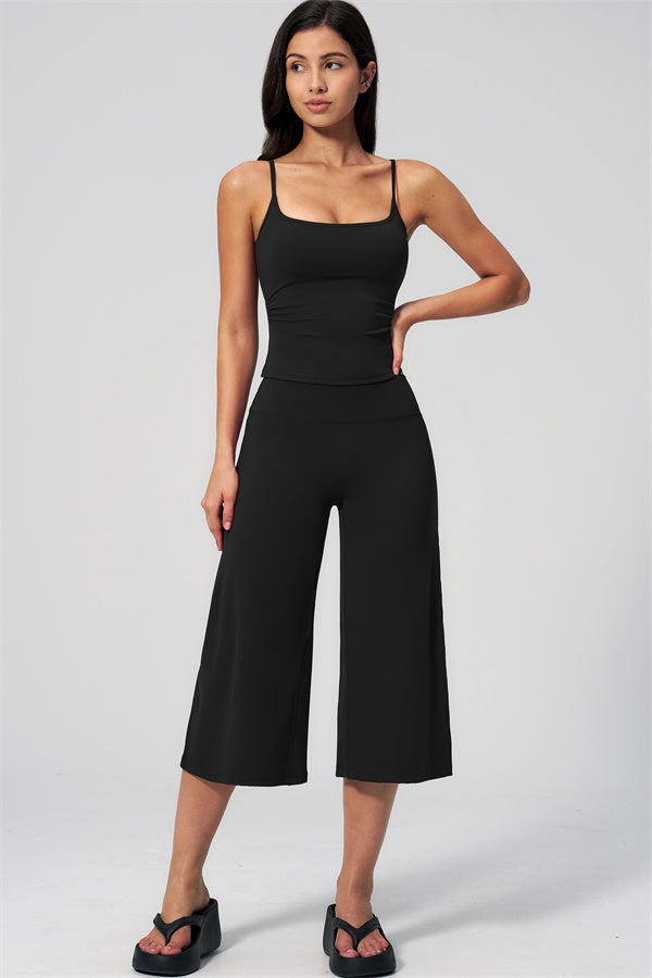 NARISSA - COMPLETO 2 PEZZI CON TOP A CANOTTA E PANTALONI CROP A GAMBA LARGA
