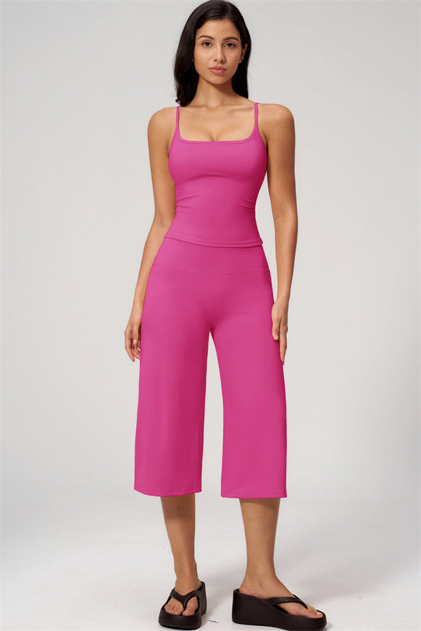 NARISSA - COMPLETO 2 PEZZI CON TOP A CANOTTA E PANTALONI CROP A GAMBA LARGA