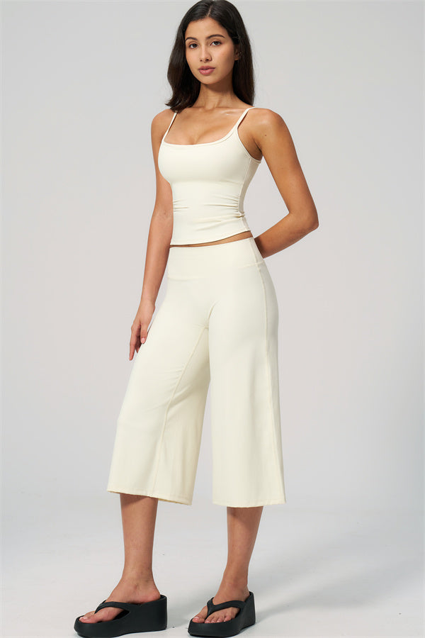 NARISSA - COMPLETO 2 PEZZI CON TOP A CANOTTA E PANTALONI CROP A GAMBA LARGA