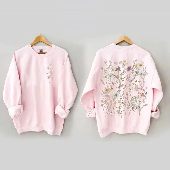 DAVINA - FELPA VINTAGE CON FIORI PRESSATI