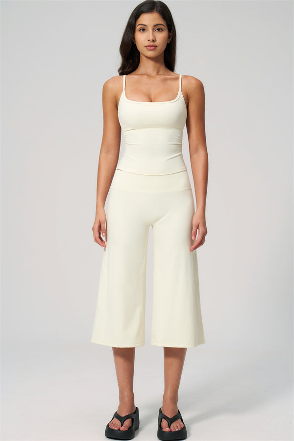 NARISSA - COMPLETO 2 PEZZI CON TOP A CANOTTA E PANTALONI CROP A GAMBA LARGA