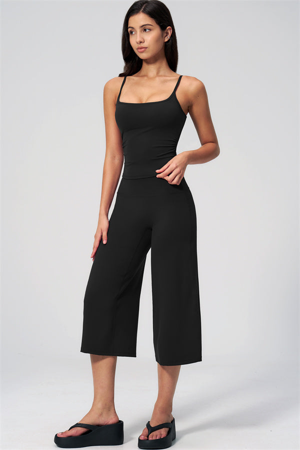 NARISSA - COMPLETO 2 PEZZI CON TOP A CANOTTA E PANTALONI CROP A GAMBA LARGA
