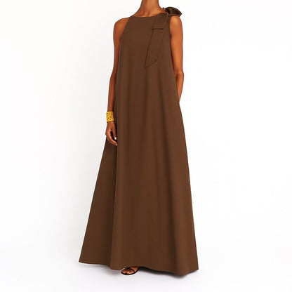 AMAYA | ABITO LUNGO FIOCCO SULLA SPALLA – ELEGANZA SEMPLICE