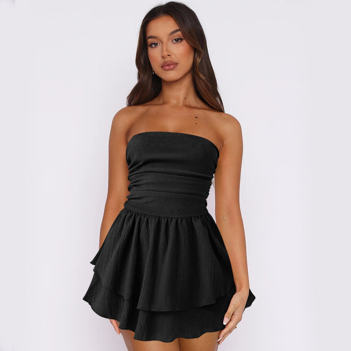 DONNA | ROBE JUPE CHEMISE SANS BRETELLES