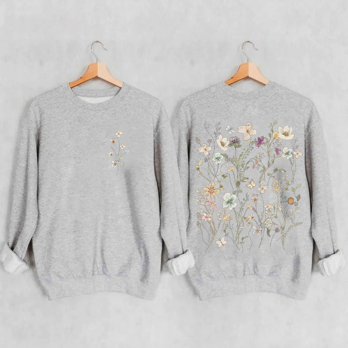 DAVINA - FELPA VINTAGE CON FIORI PRESSATI