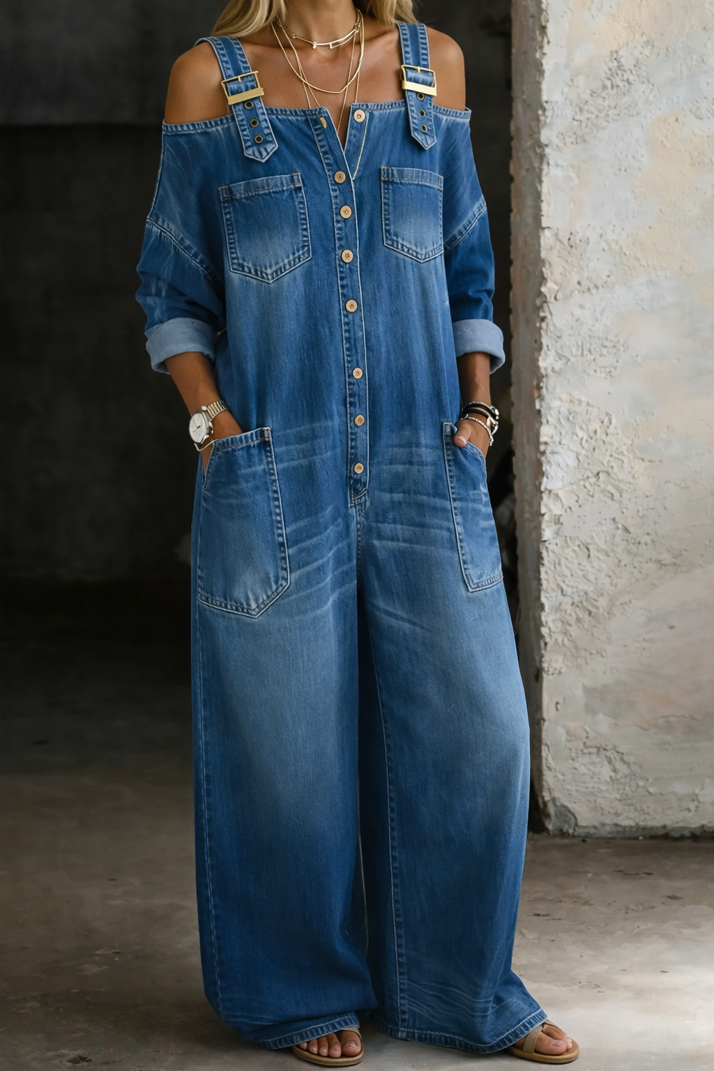HARLEY - TUTA IN DENIM CON SPALLE SCOPERTE