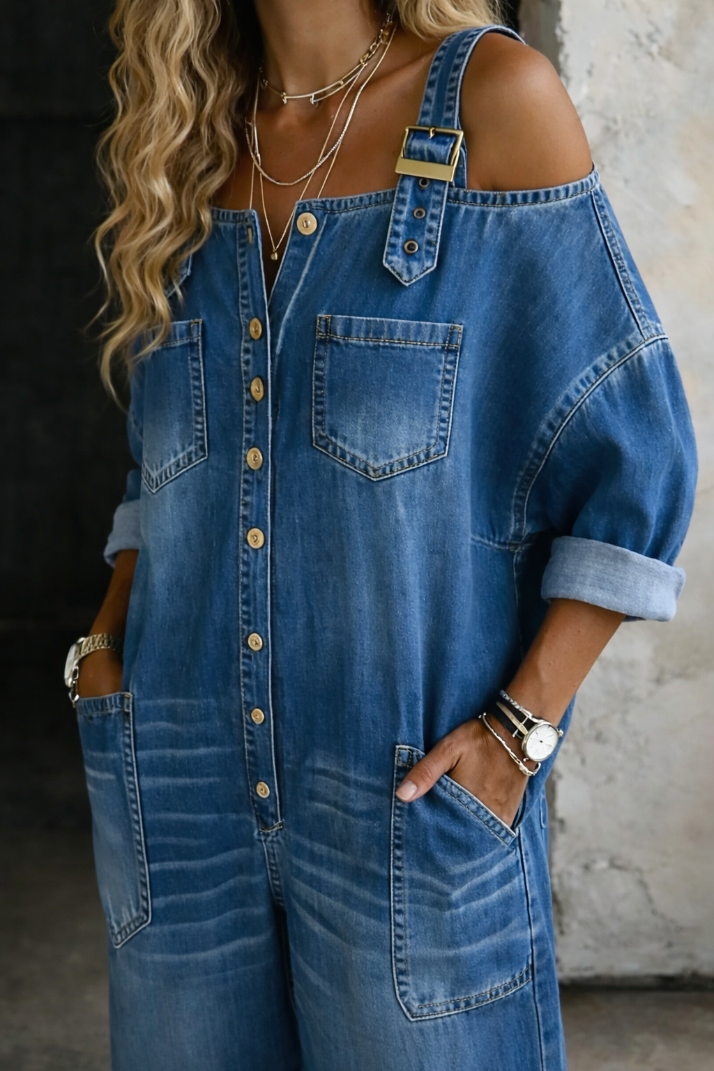 HARLEY - TUTA IN DENIM CON SPALLE SCOPERTE