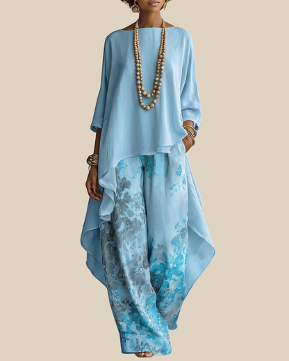 CHANTAL - COMPLETO DUE PEZZI LEGGERO CON PANTALONI FLOREALI