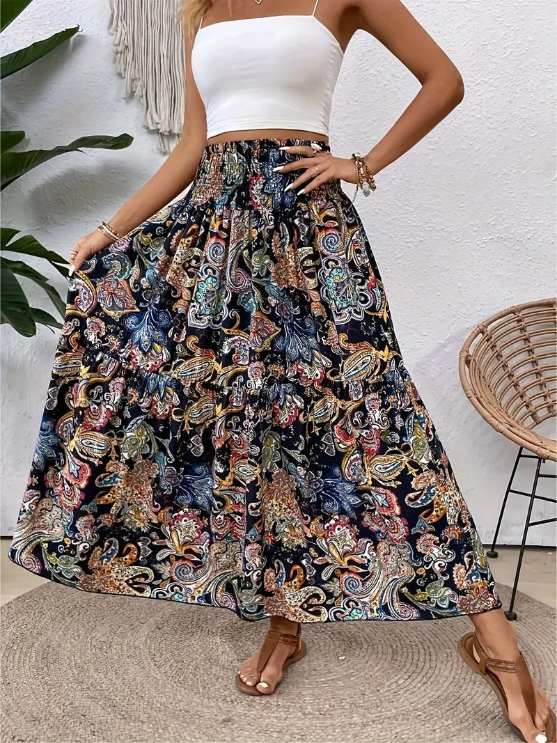 HIGH-WAISTED FLORAL SKIRT