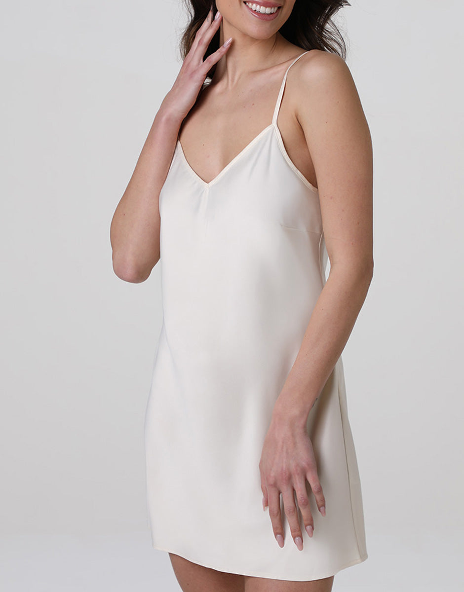AMALIA | ABITO SOTTOVESTE IN RASO, AVORIO