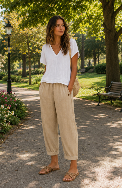 ODETTE - PANTALONI IN LINO LEGGERO