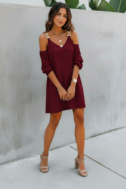 JASMIN | VESTITO | SPALLINE A CATENA DORATA