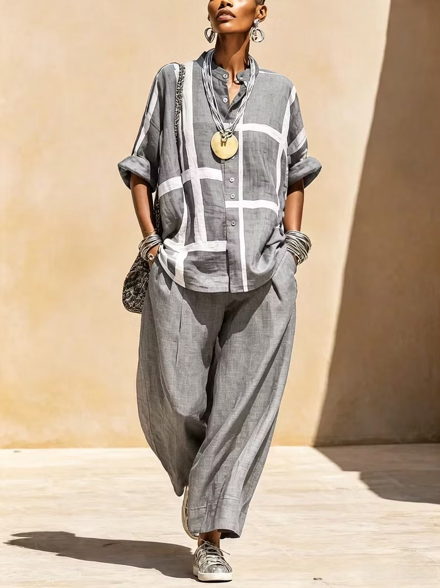 ISOLDE | COMPLETO CASUAL CON CAMICIA AMPIA E PANTALONI RELAXED