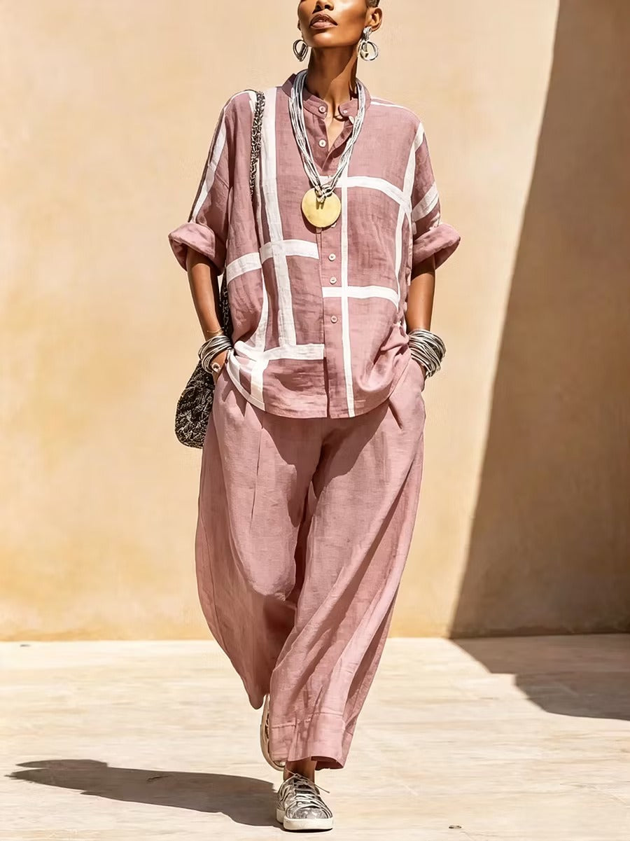 ISOLDE | COMPLETO CASUAL CON CAMICIA AMPIA E PANTALONI RELAXED