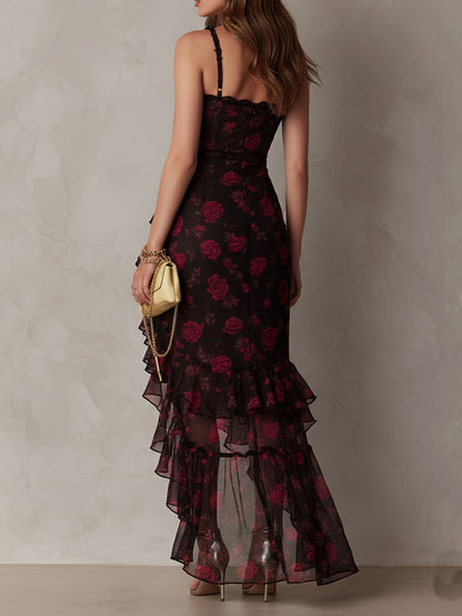 DEBBIE – ELEGANTE ABITO FLOREALE CON ORLO A VOLANT