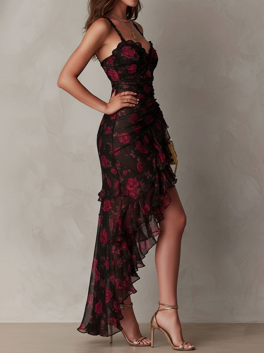 DEBBIE – ELEGANTE ABITO FLOREALE CON ORLO A VOLANT