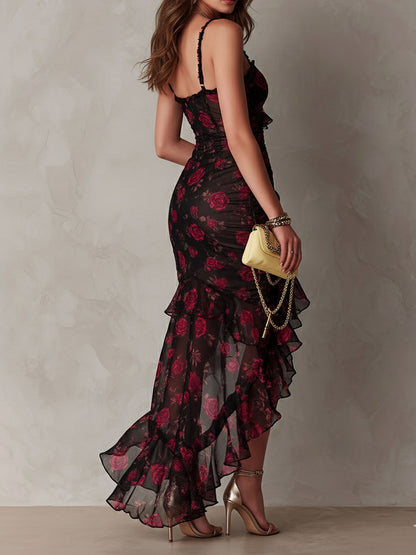 DEBBIE – ELEGANTE ABITO FLOREALE CON ORLO A VOLANT