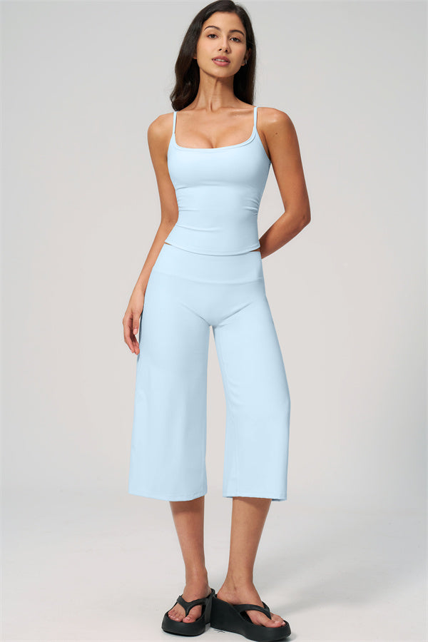 NARISSA - COMPLETO 2 PEZZI CON TOP A CANOTTA E PANTALONI CROP A GAMBA LARGA