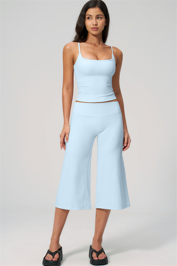 NARISSA - COMPLETO 2 PEZZI CON TOP A CANOTTA E PANTALONI CROP A GAMBA LARGA